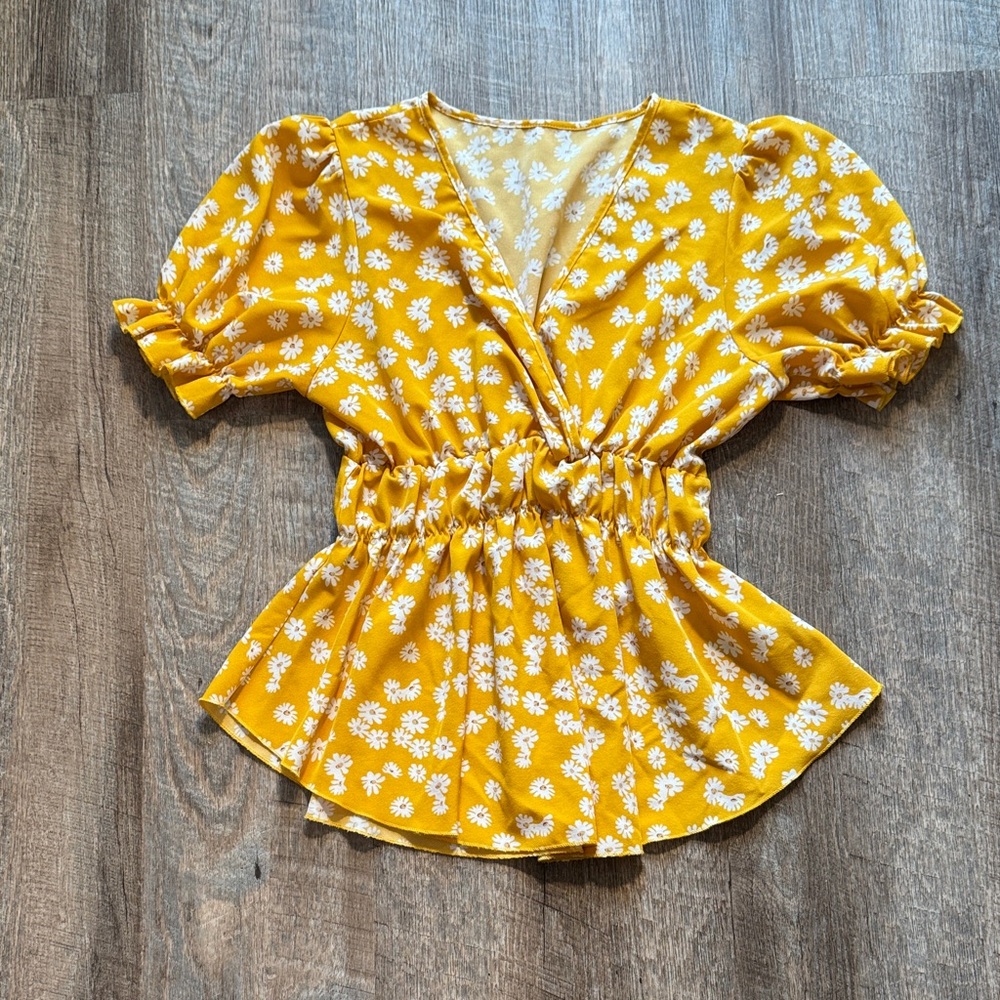 SHEIN Yellow Floral Blouse